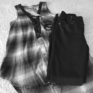 Beautiful, soft, lace up shirt and jeans!